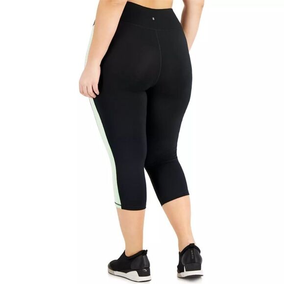 Ideology Womens Plus Size Colorblock Cropped Leggings-Womens 2X-Noir green ash - Picture 8 of 10